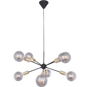 Messina 8-arm taklampe sort farge med pa
