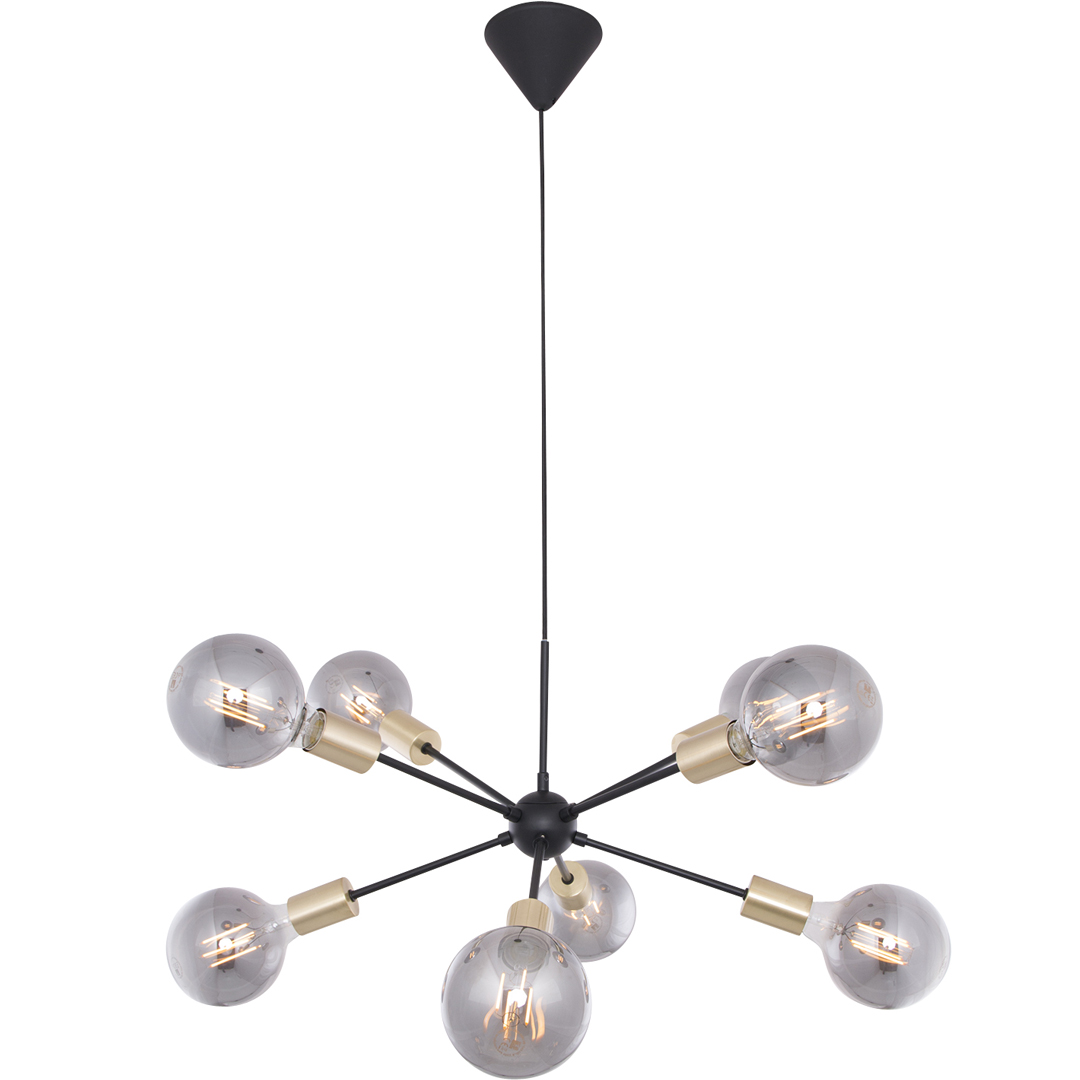 Messina 8-arm taklampe sort farge med pa