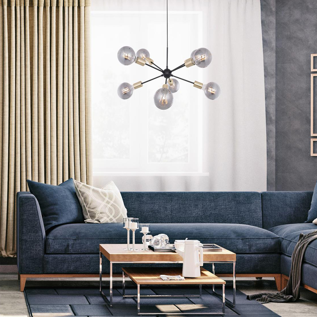 Messina 8-arm taklampe sort farge med pa - Bilde 2