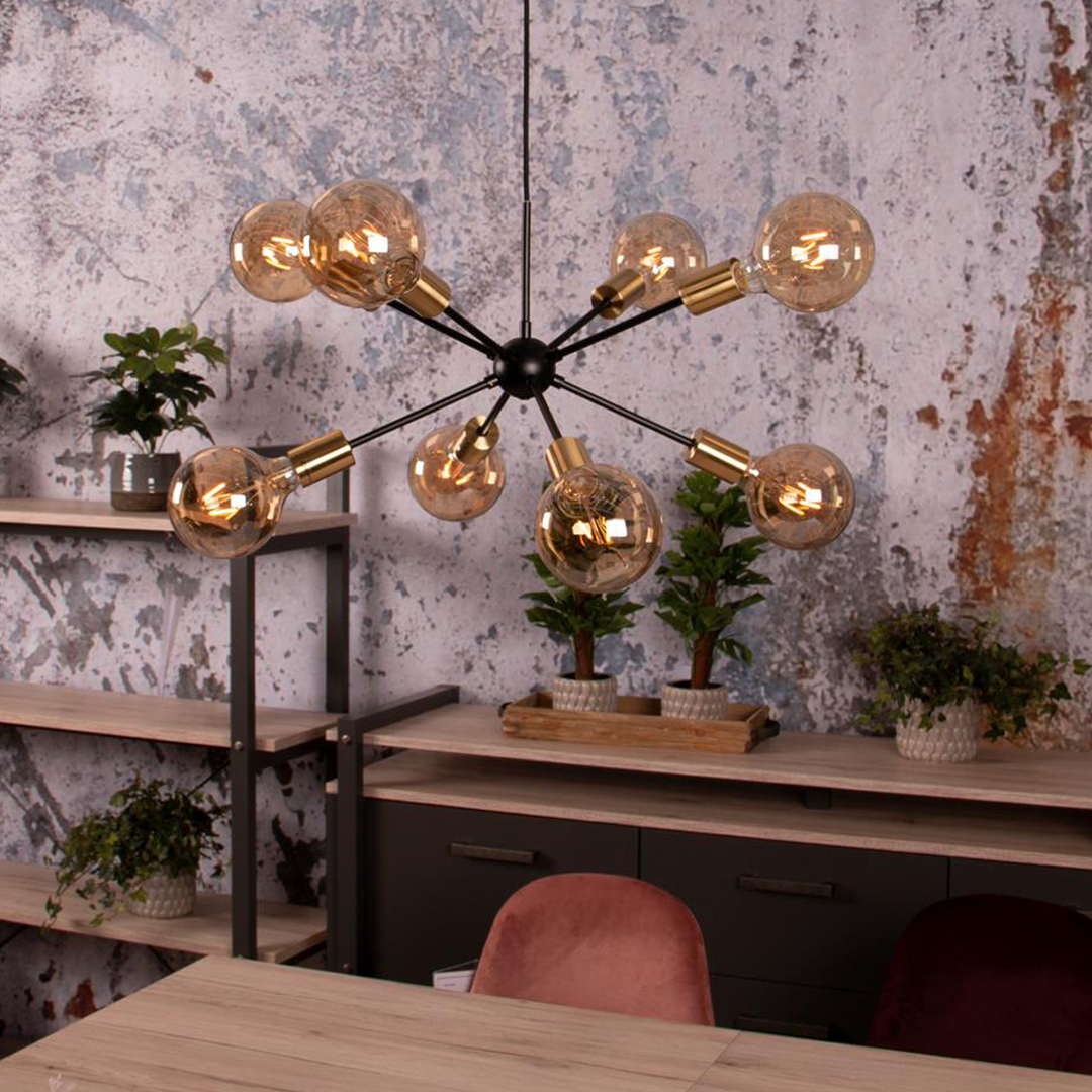 Messina 8-arm taklampe sort farge med pa - Bilde 3