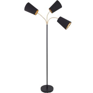 Torino sort gulvlampe med 3 skjermer