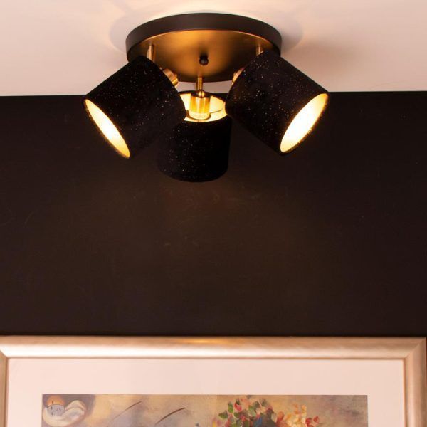 Napoli taklampe 3 lys glitter velour