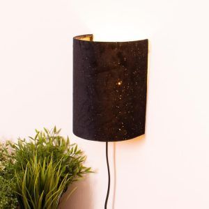 Anja vegglampe glitter velour rund sort