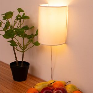 Anja vegglampe velour rund krem farge