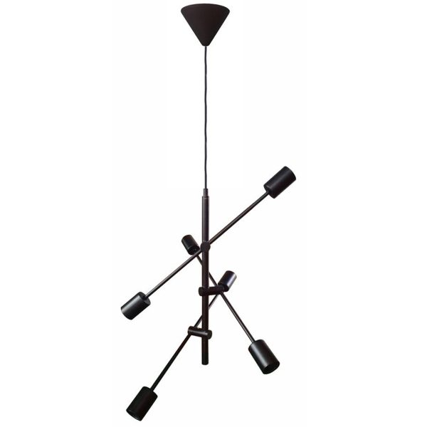 Tropea taklampe 6 lys sort farge