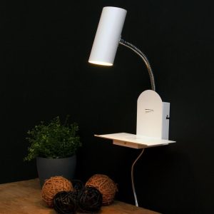 Split vegglampe med trådløs og usb lader