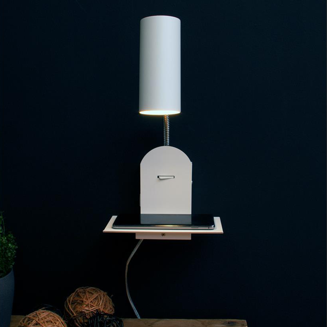 Split vegglampe med trådløs og usb lader - Bilde 3