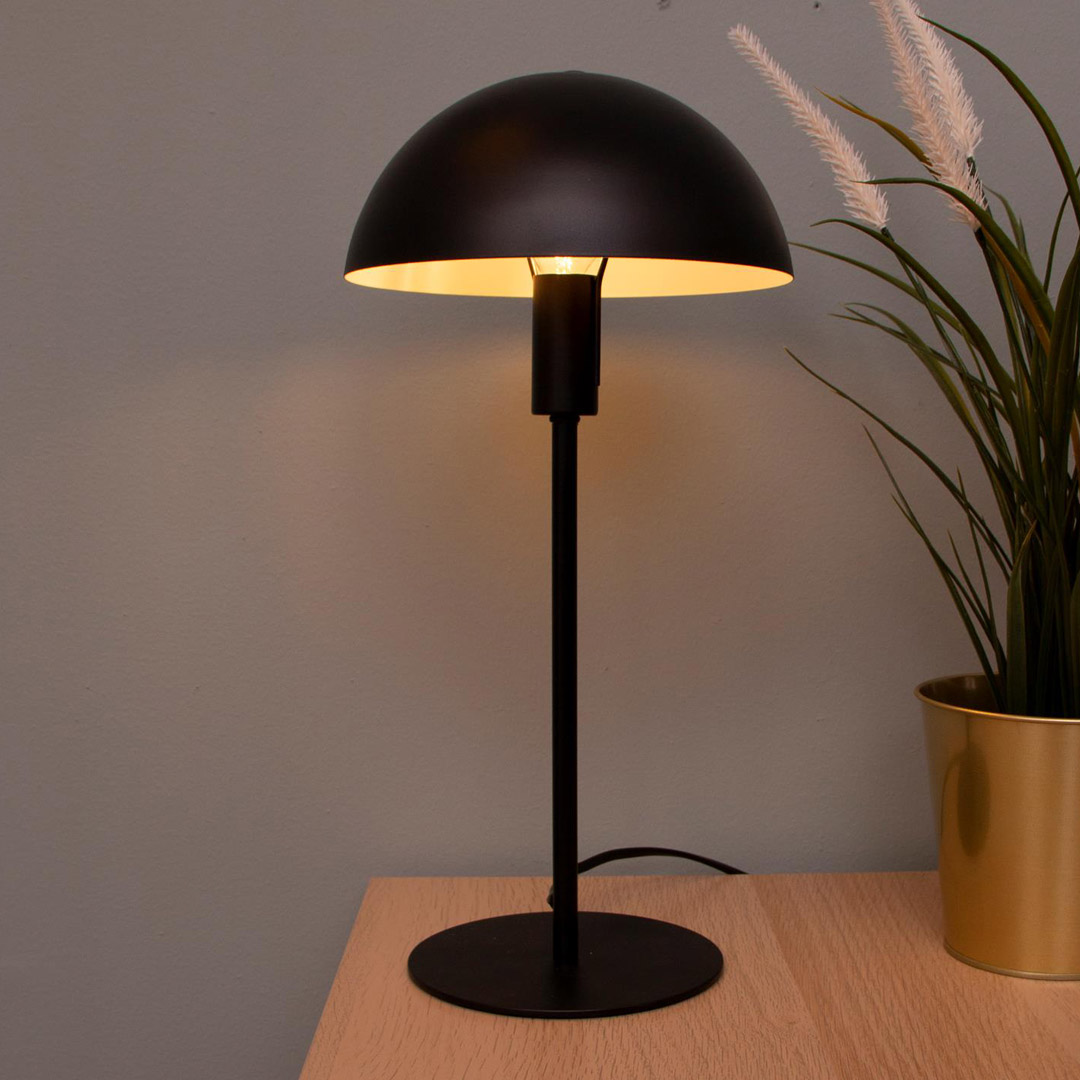 Pavia bordlampe sort med hvit skjerminns