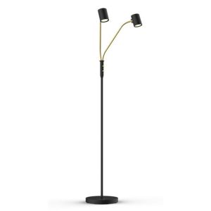 Cuba gulvlampe dobbel sort og messing