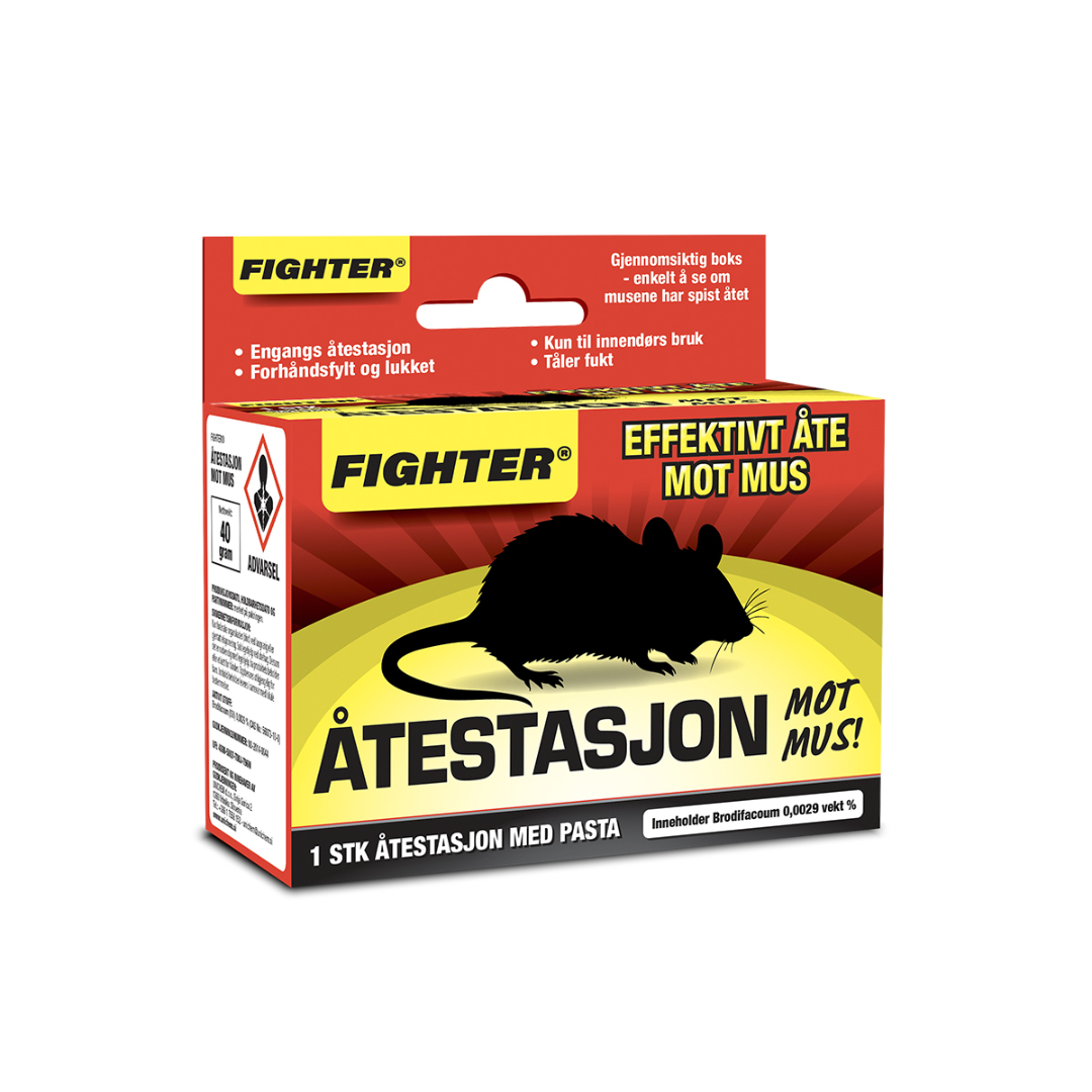 Fighter åtestasjon med musegift pasta 40