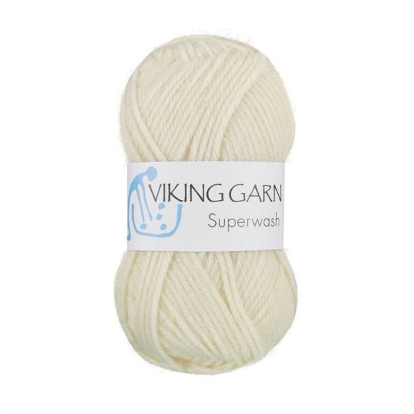 Garn viking superwash 100 bleket hvit