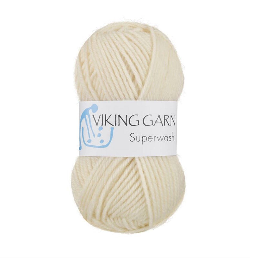 Garn viking superwash 101 ubleket hvit