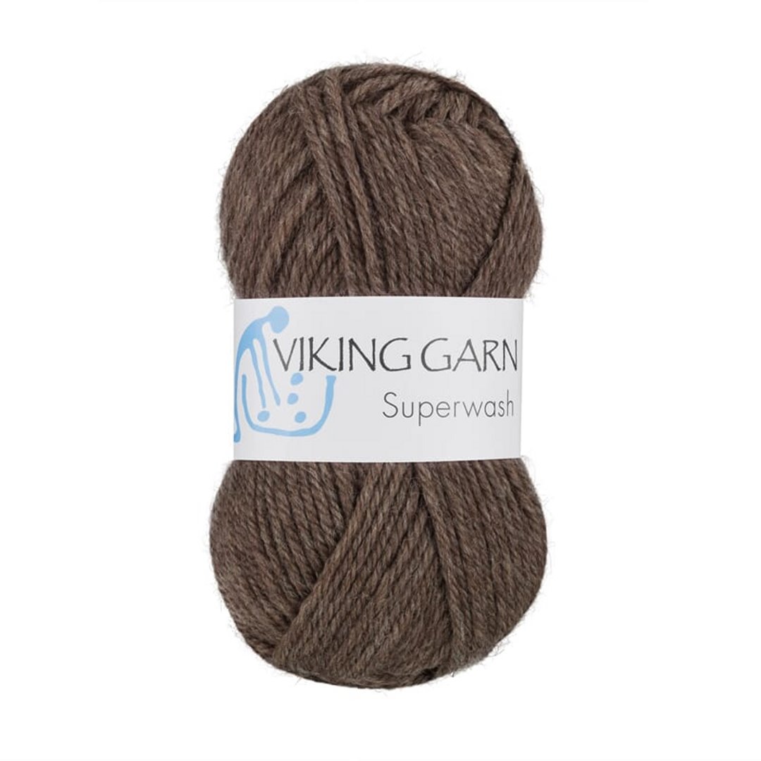 Garn viking superwash 108 mørk brun