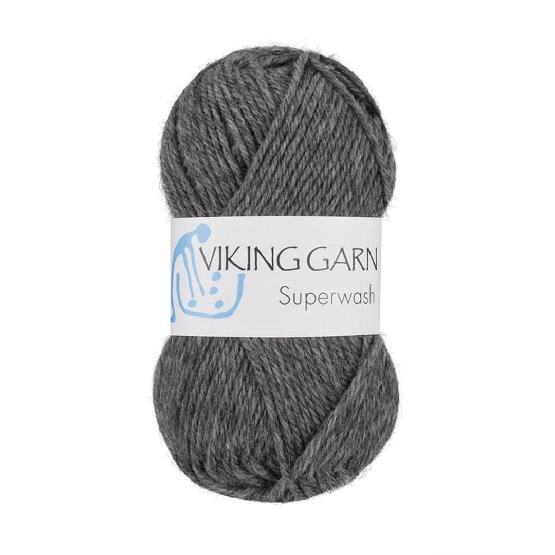Garn viking superwash 115 mørk grå