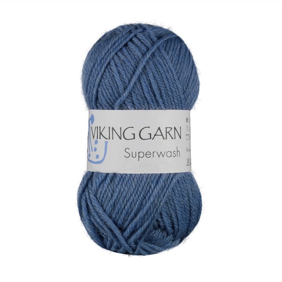 Garn viking superwash 123 mellomblå