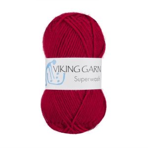 Garn viking superwash 160 mørk rød