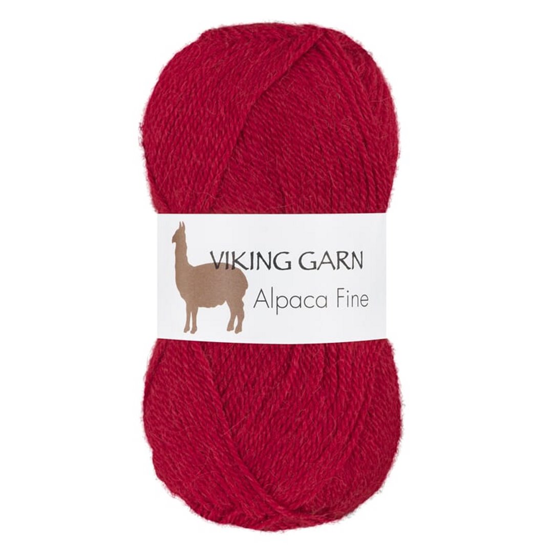 Garn viking alpaca fine 655 julerød