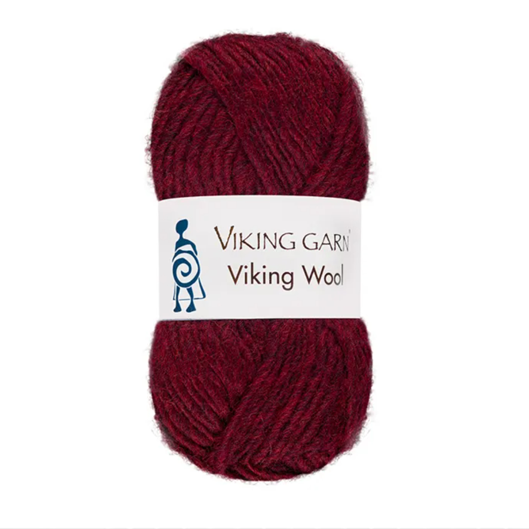 Garn viking wool 555 mørk rød