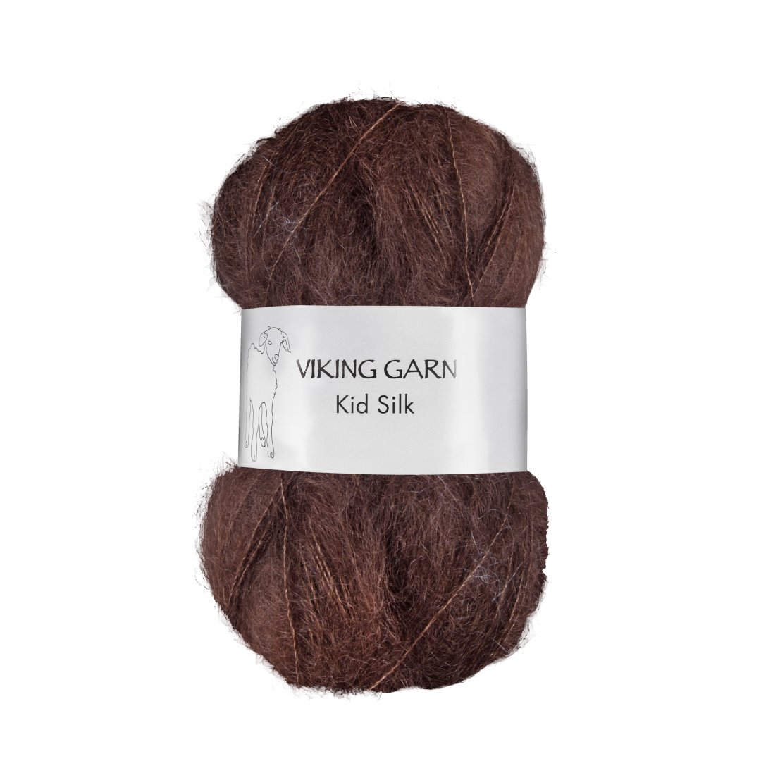 Garn viking kid/silk 308 mørk brun