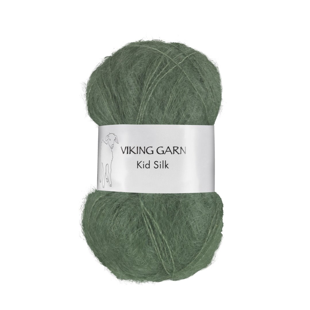 Garn viking kid silk 334 mørk grønn