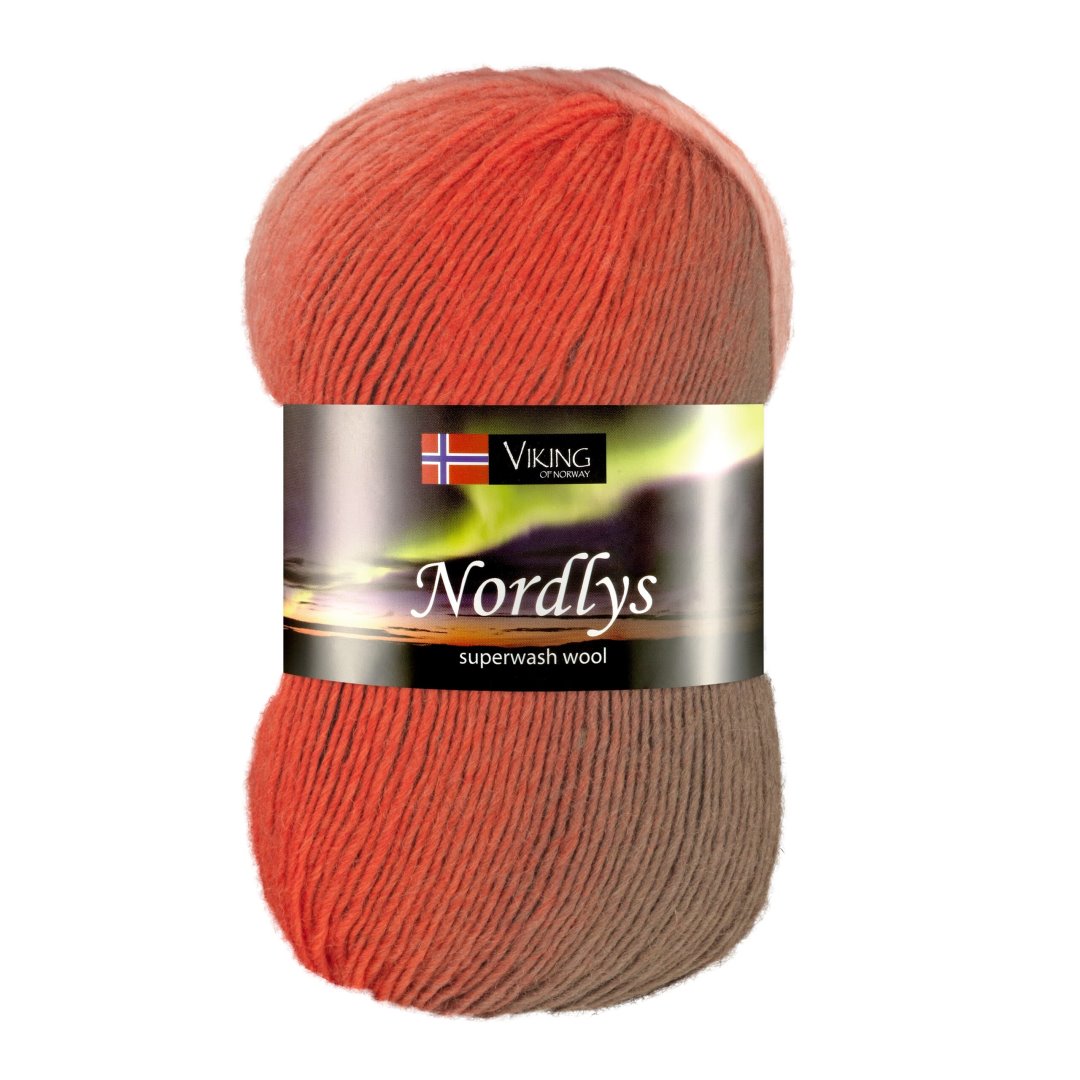 Garn viking nordlys 940 koral/brun/hvit