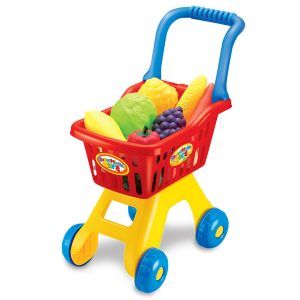 Fun2play handlevogn med 10 matvarer,