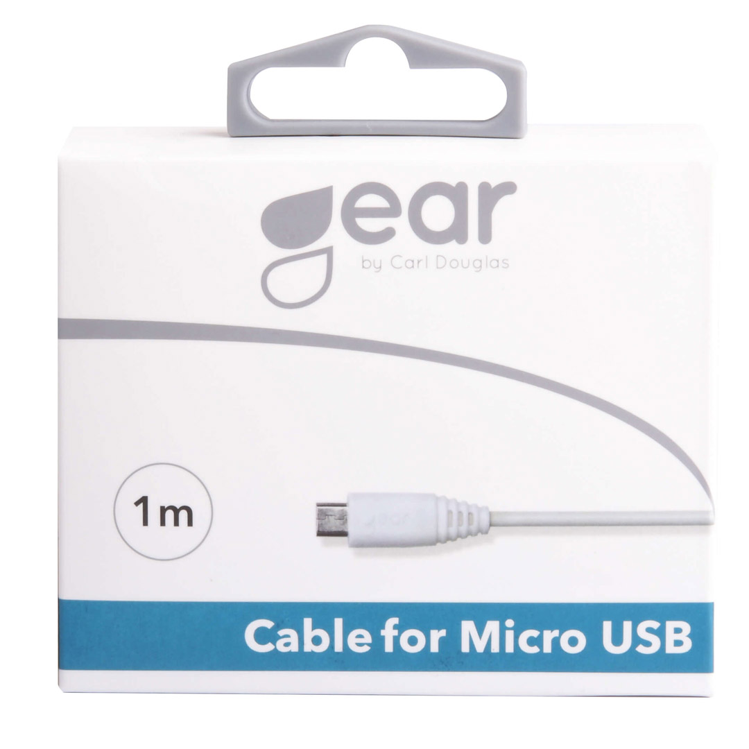 Gear synkkabel microusb 1m hvit rund kab - Bilde 2