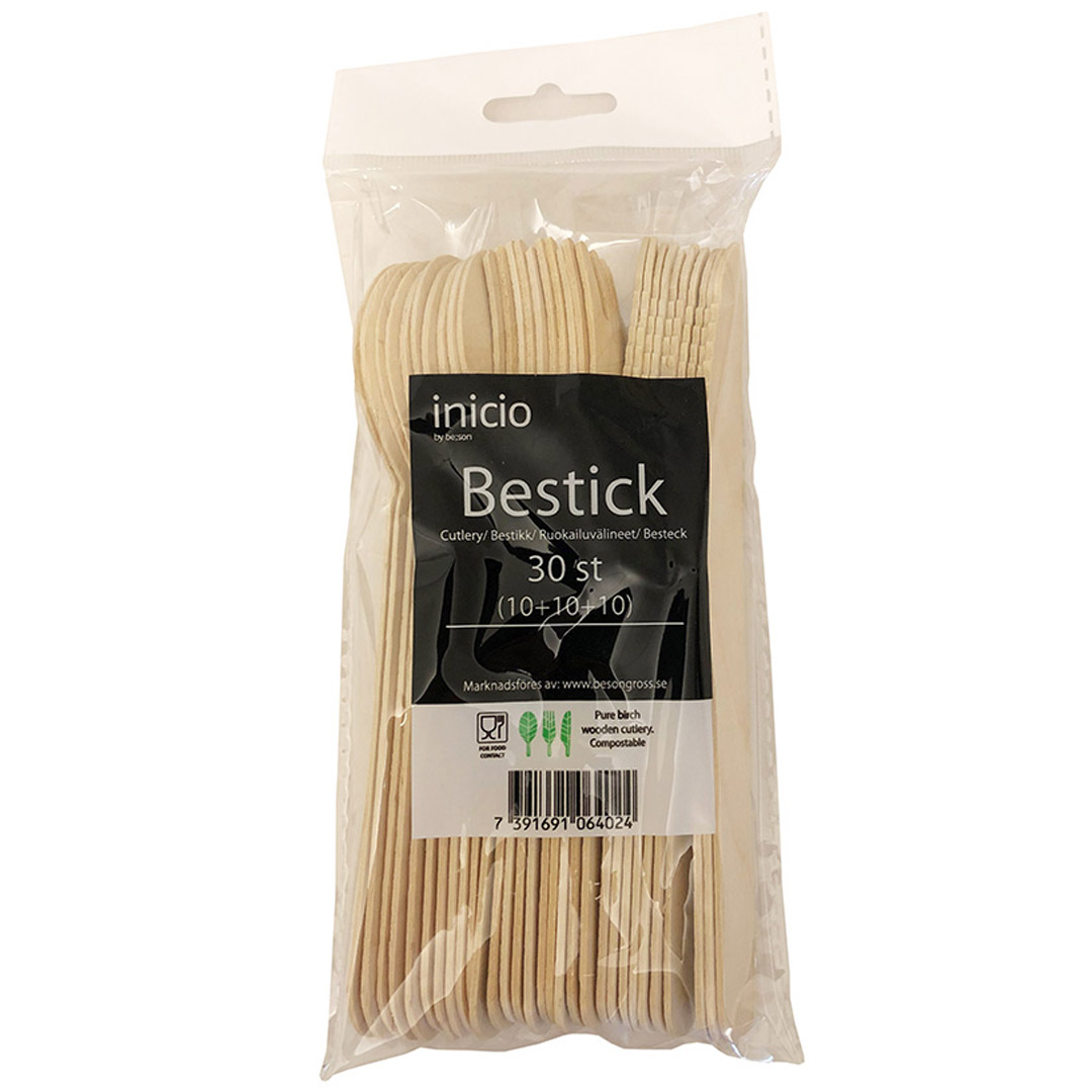 Inicio trebestikk kniv, skje, gaffel 30d