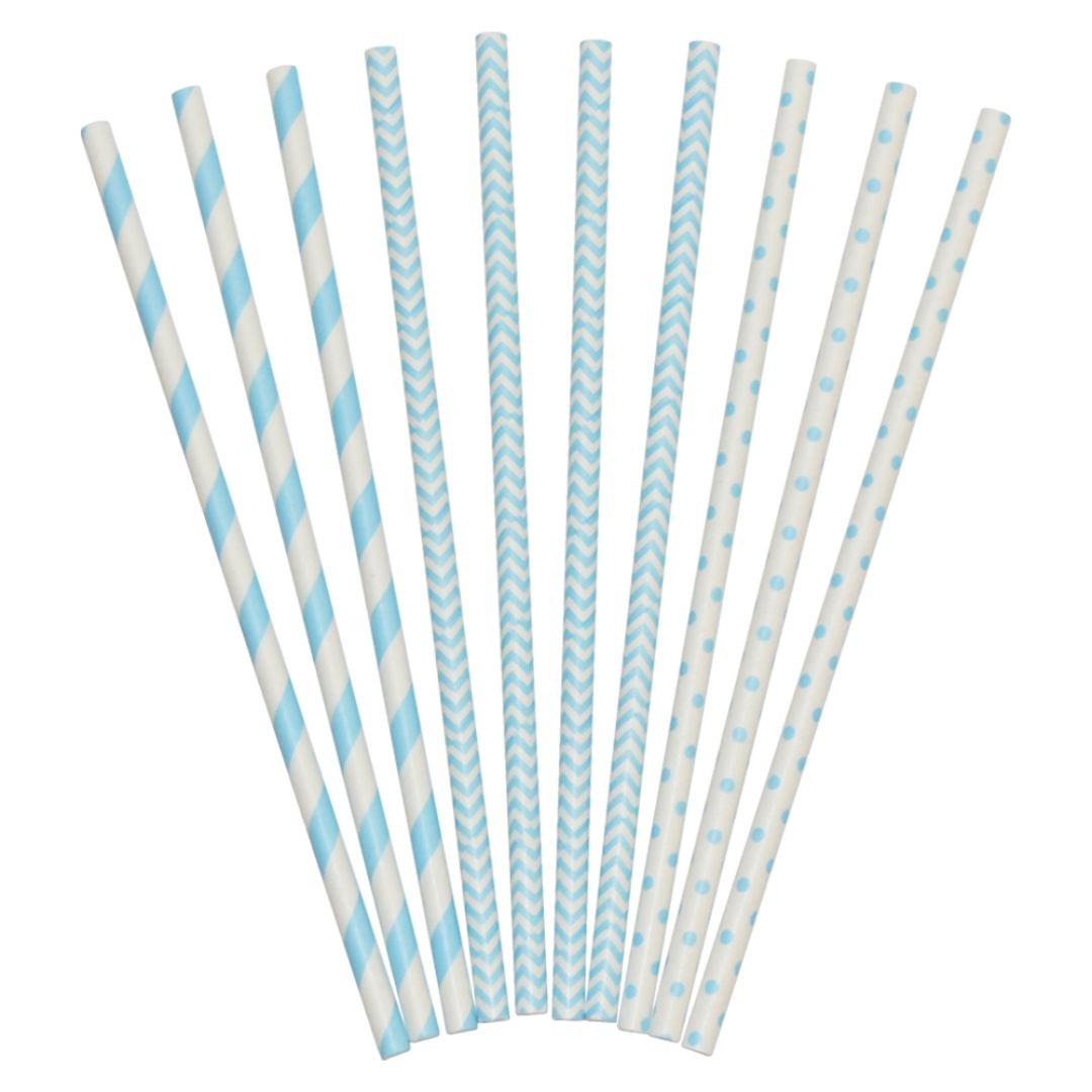 Papir sugerør blue mix 24-p