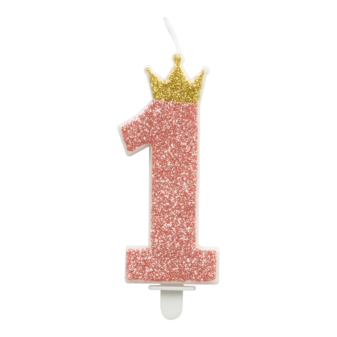 Birthday candle pink 1 crown