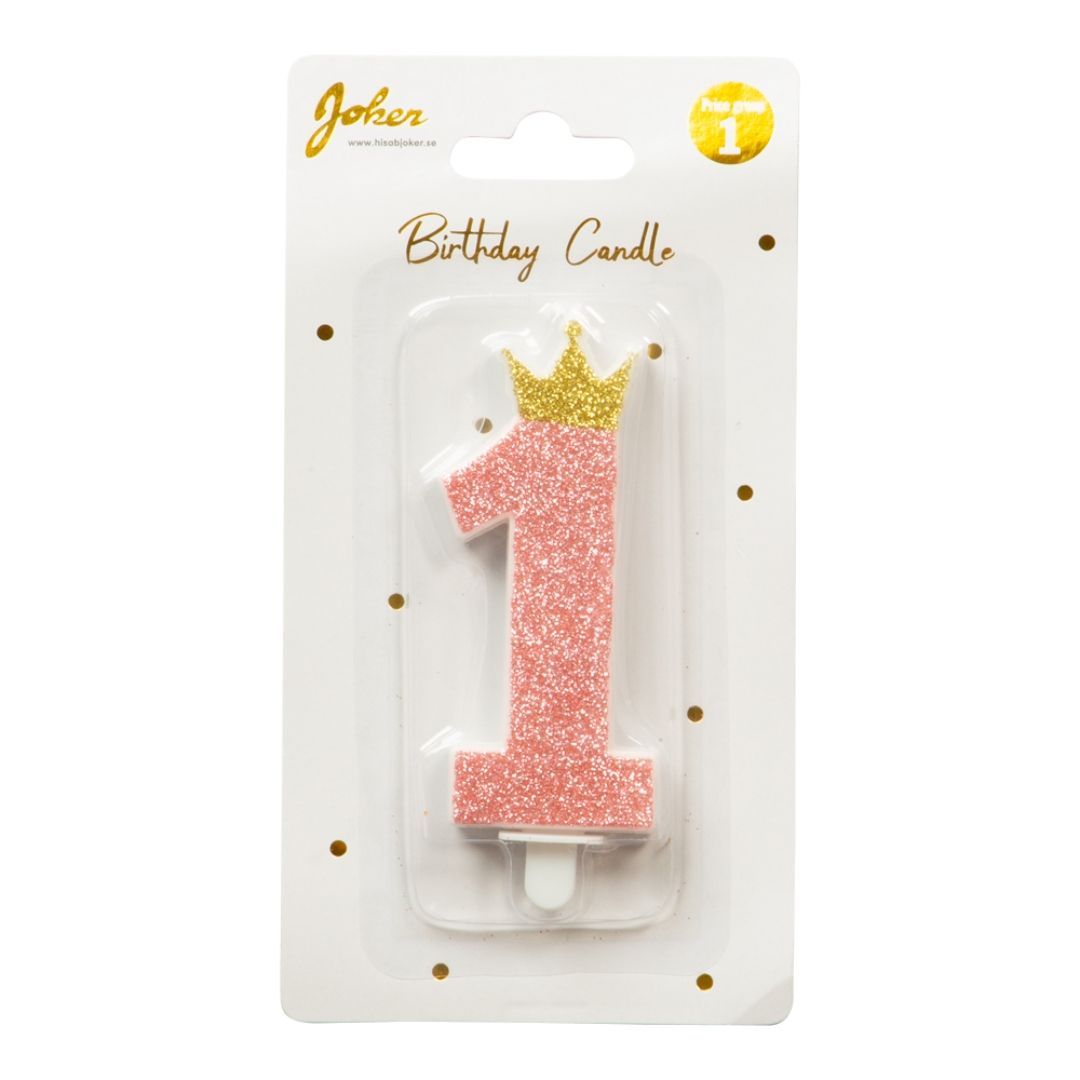 Birthday candle pink 1 crown - Bilde 2
