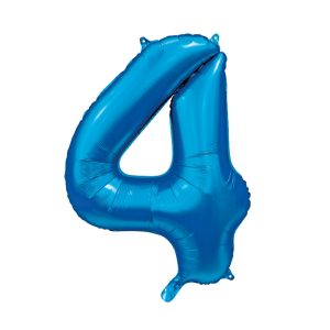 Folie ballong number 4 blue 86 cm