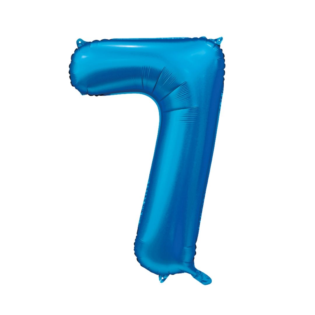 Folieballong nummer 7 blå 86 cm