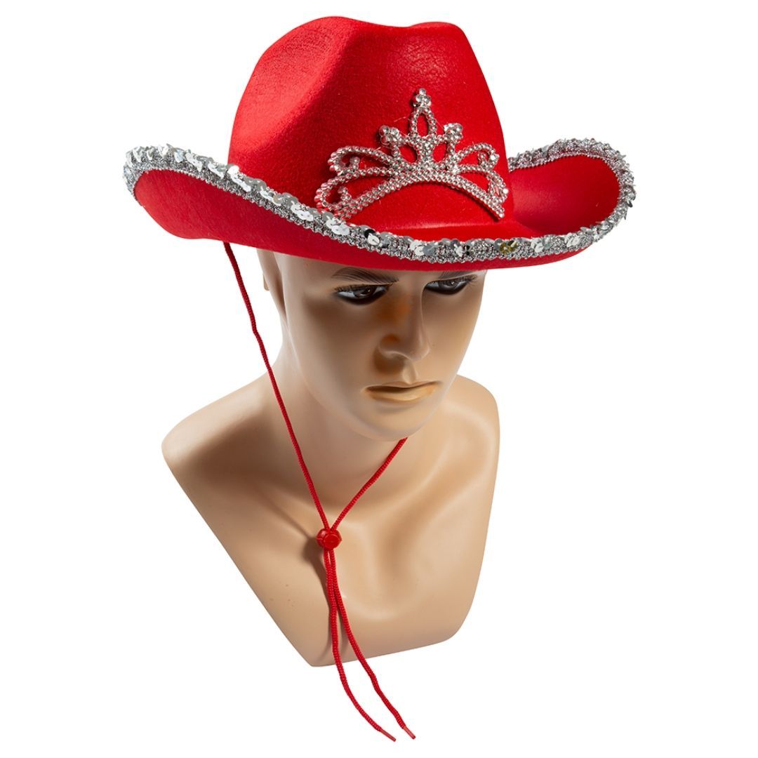 Cowboy hat red w glitter - Bilde 2