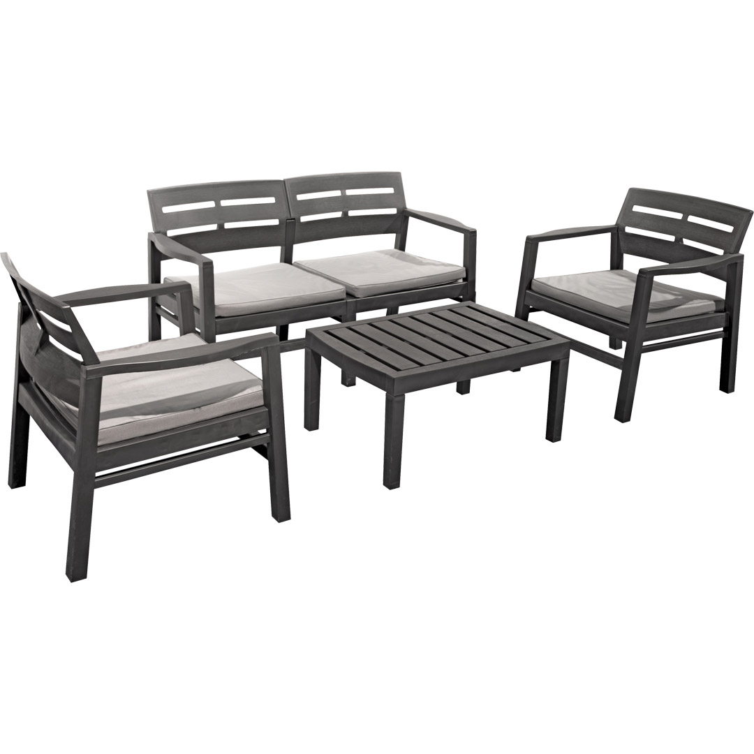 Hagesett java med grå puter