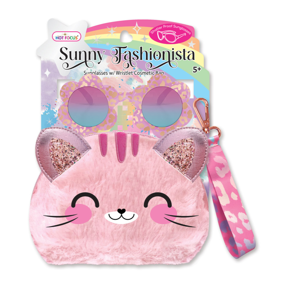 Solbriller m/sminkeveske katt