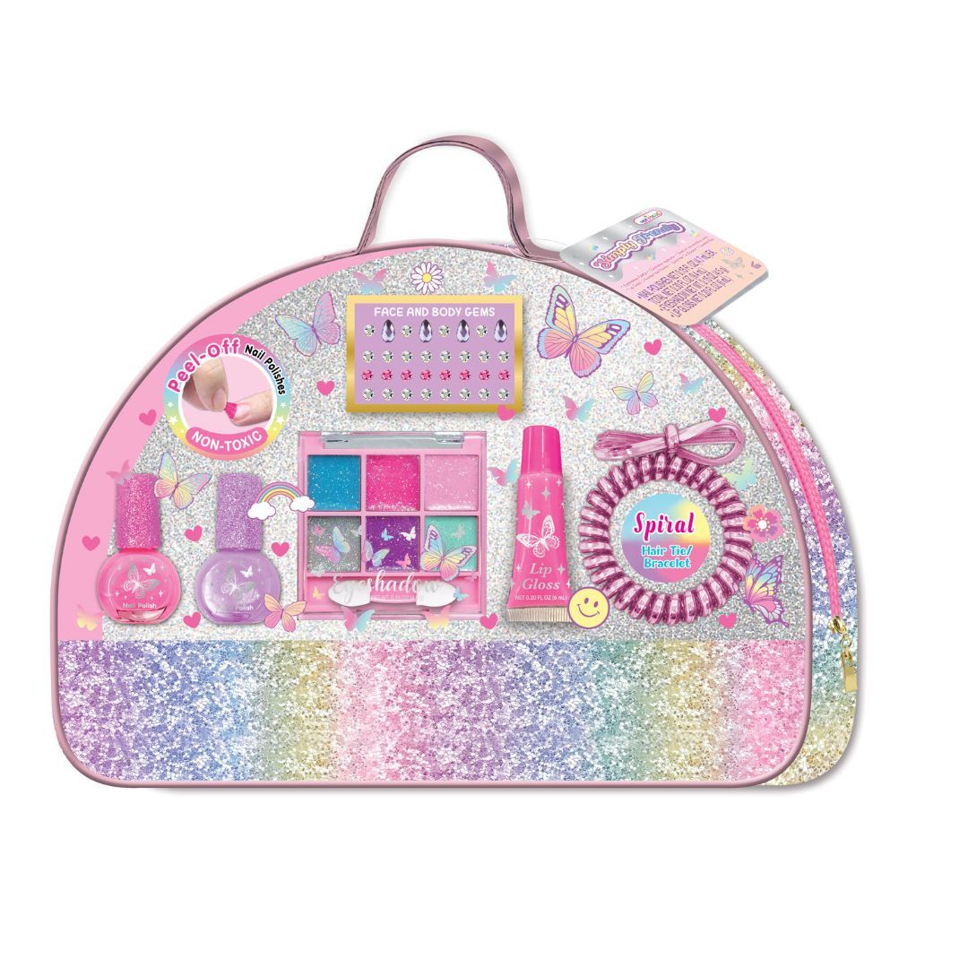 Hot focus glitterveske med sminke