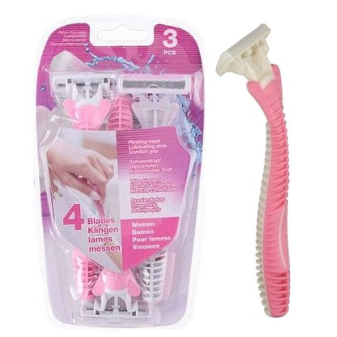 Barberhøvel dame 4 kniver 3 pk