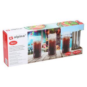 Alpina glass plast longdrink 6 stk 400ml
