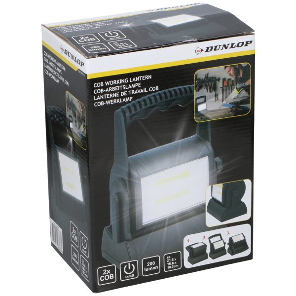 Dunlop arbeidslys 2xcob 200lm abs