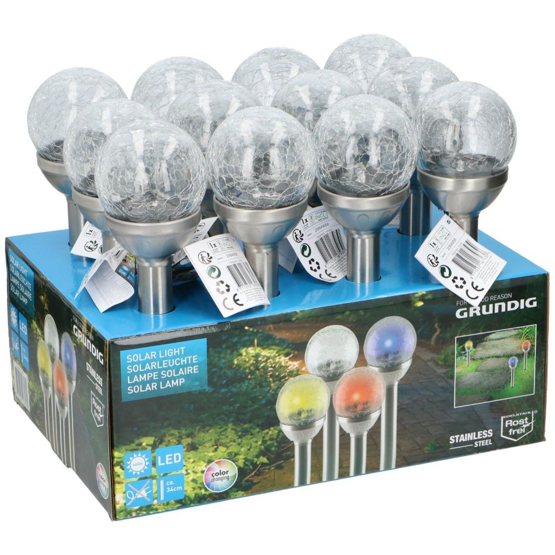 Grundig solar glassball lys d8x34cm - Bilde 2