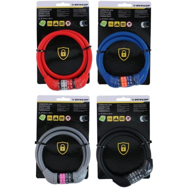 Dunlop sykkellås kode 10x65cm