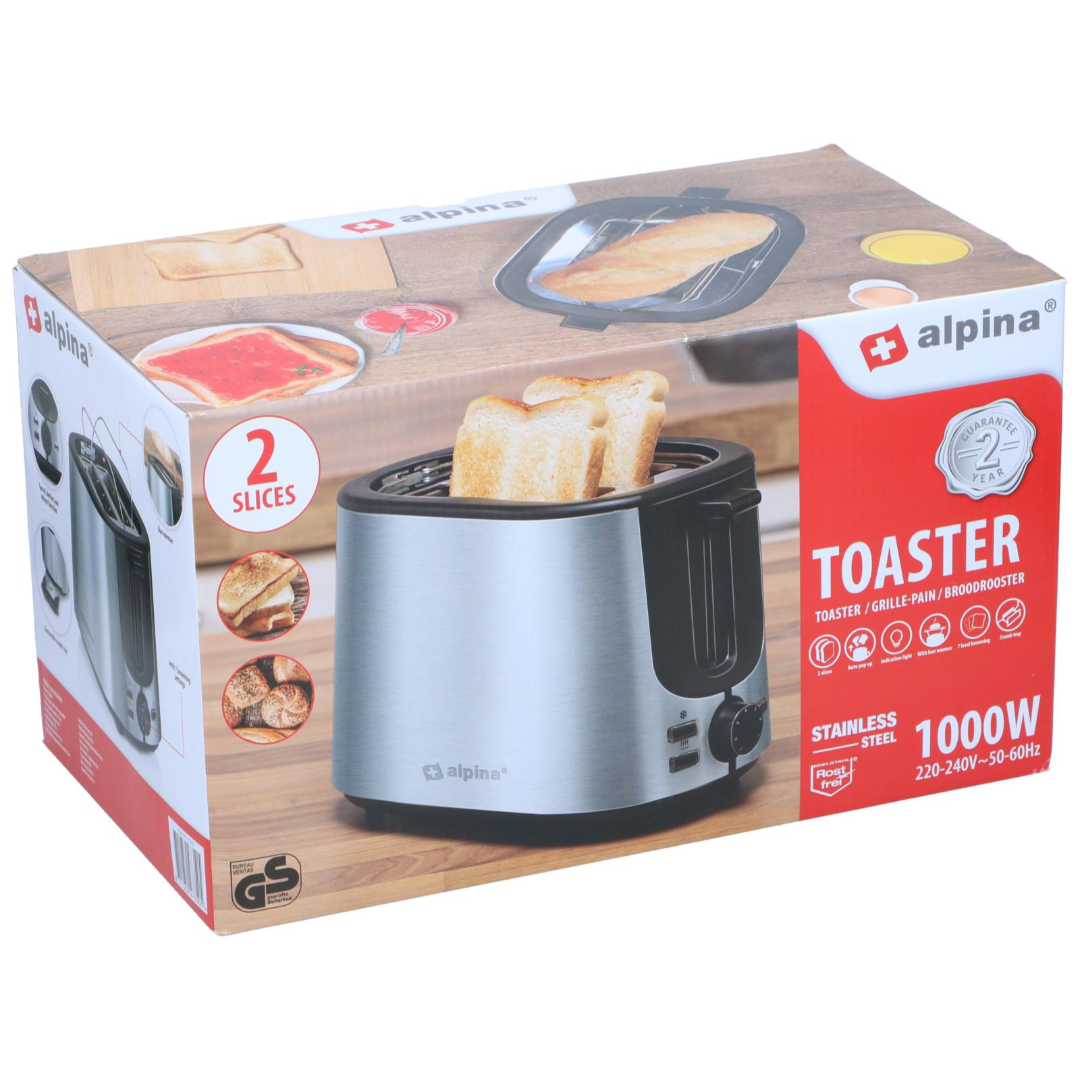 Alpina brødrister 1000w stål - Bilde 2