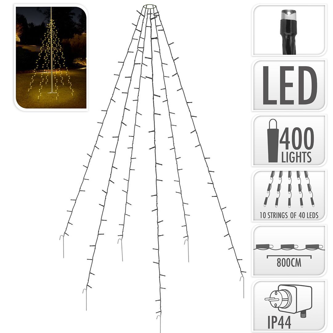 Lyslenke til flaggstang med 400 ledlys