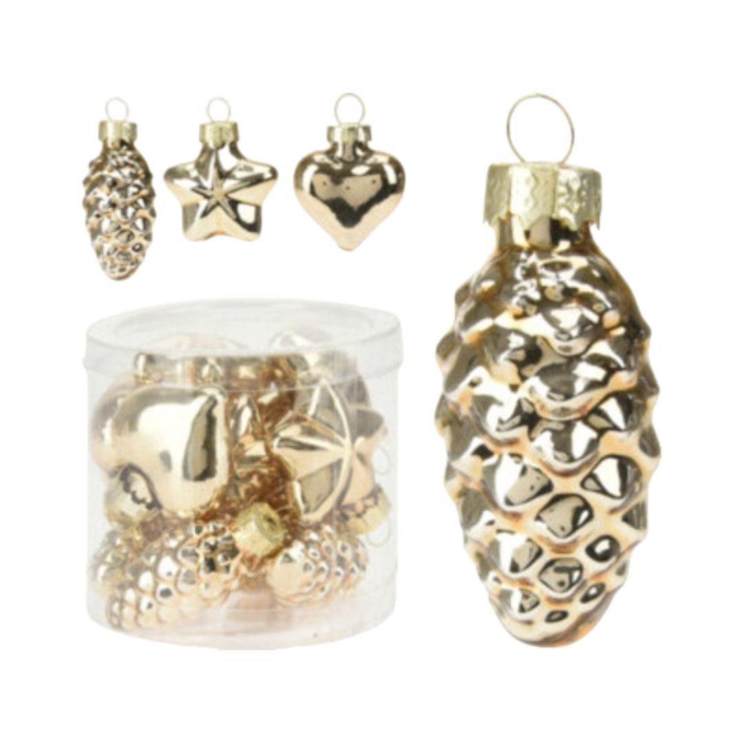 Jultrekuler ornament glass 12 stk gull