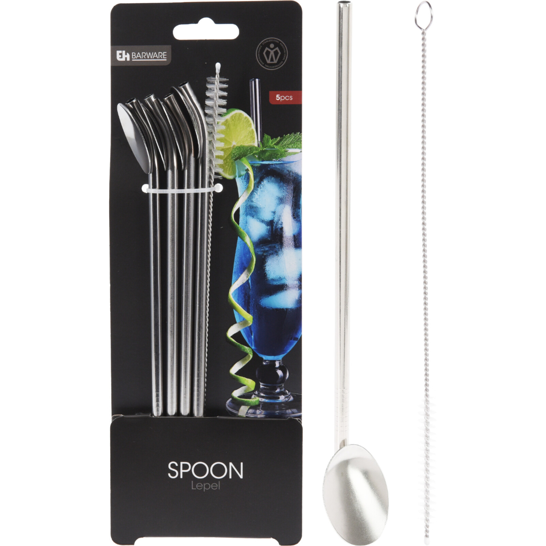 Sugerør med skje 5 stk