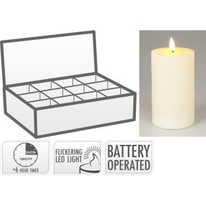 Led stearinlys 75x125mm elfenben