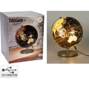 Globus med lys 31cm svart