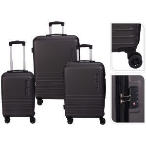 Koffert sett mørk grå 3 stk abs