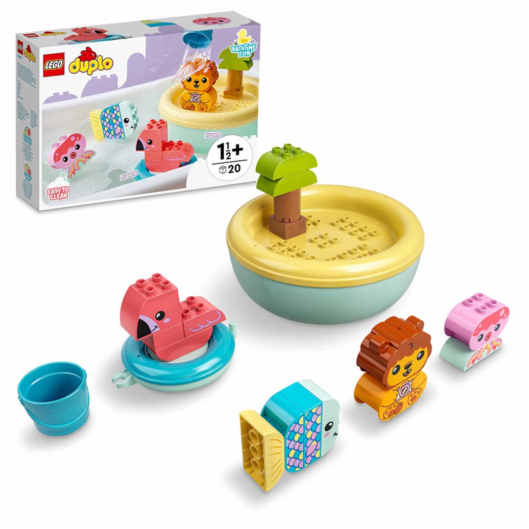 Lego moro på badet: dyreøy som flyter